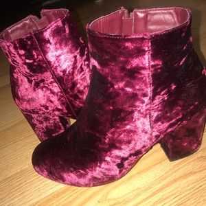 Red velvet booties